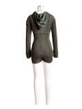 Long Sleeve Hooded Sling Slim Fit Romeper Two Piece Set CH-24019