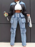 Casual Spliced Multi-Pocket Jeans OD-8686