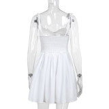 Solid Color Hollow Out Sling Mini Dress FL-YY24063