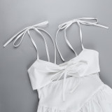 Solid Color Hollow Out Sling Mini Dress FL-YY24063