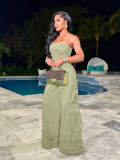 Casual Solid Color Loose Wide Leg Jumpsuit ZSD-0665