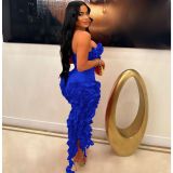 Sexy Solid Color Off Shoulder Ruffle Mini Dress AIL-262