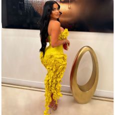 Sexy Solid Color Off Shoulder Ruffle Mini Dress AIL-262