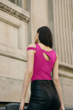 Solid Color Strapless Skinny Hollow Out Top MZ-2841
