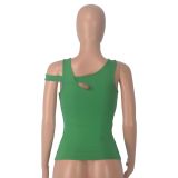 Solid Color Strapless Skinny Hollow Out Top MZ-2841