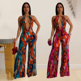 Sexy Print Backless V Neck Jumpsuit  BY-6930