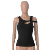 Solid Color Strapless Skinny Hollow Out Top MZ-2841