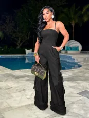 Casual Solid Color Loose Wide Leg Jumpsuit ZSD-0665