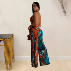Sexy Print Backless V Neck Jumpsuit  BY-6930