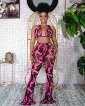 Sexy Print Tie Up Backless NightClub 3 Piece Pants Set LSL-6438