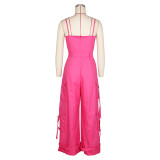 Casual Solid Color Loose Wide Leg Jumpsuit ZSD-0665