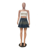 Casual Washed Denim Pleated Skirt TR-1303