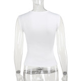 Fashion Sleeveless Tie Up Hollow Tops FL-YY24068