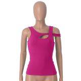 Solid Color Strapless Skinny Hollow Out Top MZ-2841