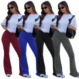 Solid Skinny Fitness Running Flared Pants MZ-2859