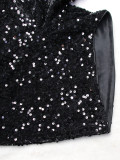 Fashion Sequins Solid Color Straight Shorts SFY-TW022