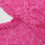 Lace Jumpsuit And Tie Up Half Body Skirt Two Piece Set CYA-901124