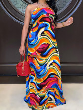 Sexy Halter Multi Color Printed Long Dress SFY-410