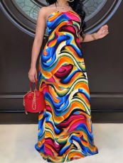 Sexy Halter Multi Color Printed Long Dress SFY-410