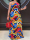 Sexy Halter Multi Color Printed Long Dress SFY-410
