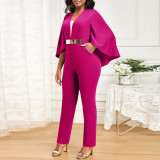 Solid Color Bat Sleeve Patchwork Jumpsuit YF-5088