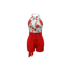 Sleeveless Print Tie Up Two Piece Shorts Set YF-5096