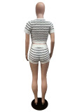 Casual Short Sleeve Sweater Two Piece Short Set QXTF-8307