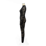 Lace Long Sleeve Jumpsuit And Tie Up Skirt Suit YF-10720