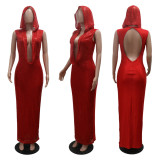 Deep V Neck Sequin See Through Maxi Dress CYA-901151