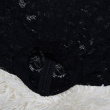 Lace Long Sleeve Jumpsuit And Tie Up Skirt Suit YF-10720