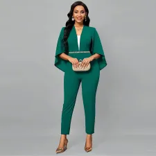 Solid Color Bat Sleeve Patchwork Jumpsuit YF-5088