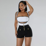  Sleeveless Tube Tops Strappy Romper Sexy Two-piece Set MUE-8062