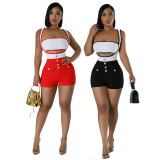  Sleeveless Tube Tops Strappy Romper Sexy Two-piece Set MUE-8062