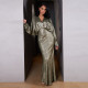  Bat Long Sleeve V-Neck Sexy Long Dress MUE-8057
