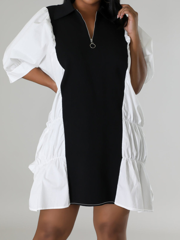 Casual Color Block Fashion Loose Dress SFY-408