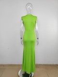 Deep V Neck Short Sleeve Maxi Dress MUE-8060