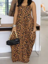 Leopard Print Sling Loose Dress SFY-404