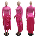 Lace Jumpsuit And Tie Up Half Body Skirt Two Piece Set CYA-901124