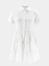 Casual Solid Short Sleeve Loose Dress SFY-415