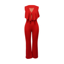 Ruffled Sleeveless Straight Leg Jumpsuit YF-5083