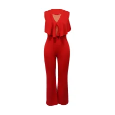 Ruffled Sleeveless Straight Leg Jumpsuit YF-5083