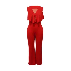 Ruffled Sleeveless Straight Leg Jumpsuit YF-5083