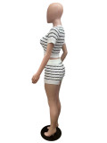 Casual Short Sleeve Sweater Two Piece Short Set QXTF-8307