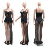 Solid Color Hot Rhinestone Mesh Irregular Mini Dress CYA-901098