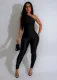 Slant Shoulder Sleeveless Slim Fashion Two Piece Set SFY-448