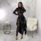 Lace Long Sleeve Jumpsuit And Tie Up Skirt Suit YF-10720