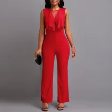 Ruffled Sleeveless Straight Leg Jumpsuit YF-5083