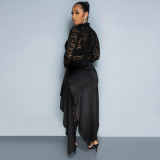 Lace Jumpsuit And Tie Up Half Body Skirt Two Piece Set CYA-901124