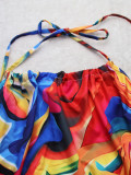 Sexy Halter Multi Color Printed Long Dress SFY-410
