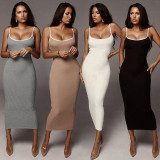Casual Contrast Color Sling Midi Dress GYSM-W0225